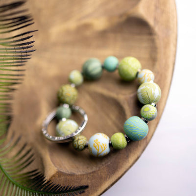 Jilzarah Botanical Green Small Bead Keychain