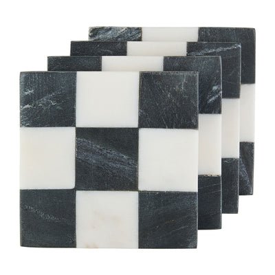 Square Checkered Coaster Set