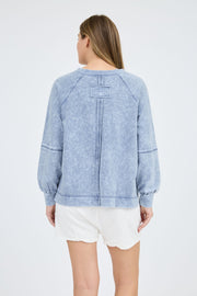 Washed Indigo Knit Top