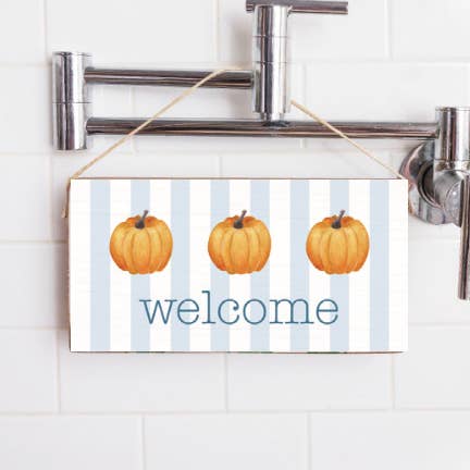 Preppy Pumpkins Welcome Twine Hanging Sign