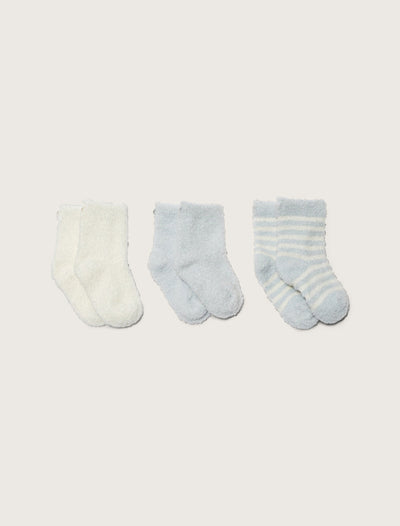 Barefoot Dreams CozyChic Infant Socks 3-Pack - Blue/Pearl