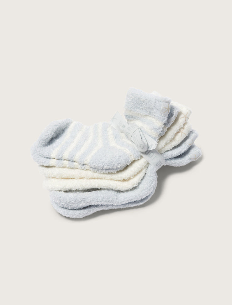 Barefoot Dreams CozyChic Infant Socks 3-Pack - Blue/Pearl
