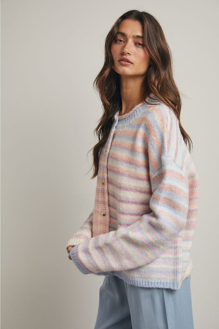 Piper Multicolor Striped Button-Up Cardigan Piper Multicolor Striped Button-Up Cardigan Tops
