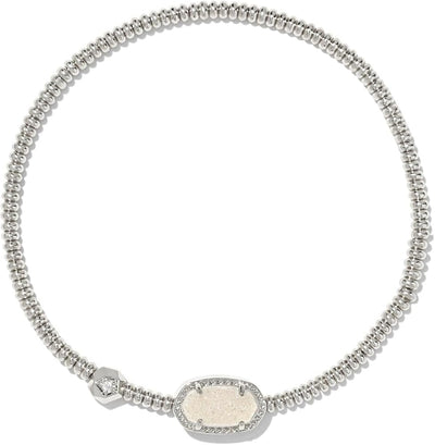 Kendra Scott Grayson Silver Stretch Bracelet in Iridescent Drusy