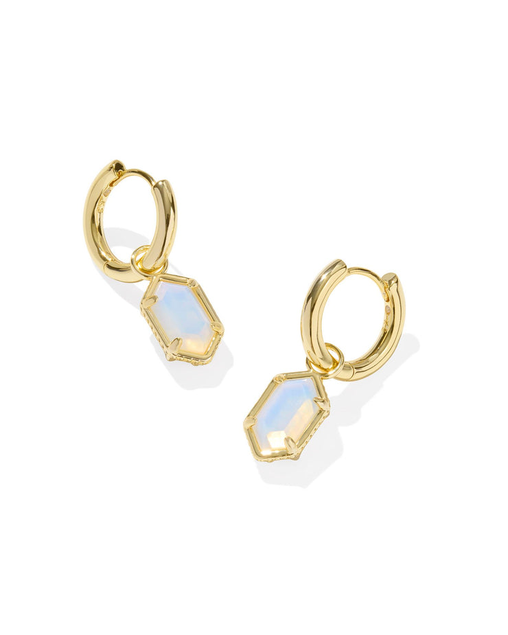 Kendra Scott Hallie Gold Huggie Earrings in Opalite Illusion