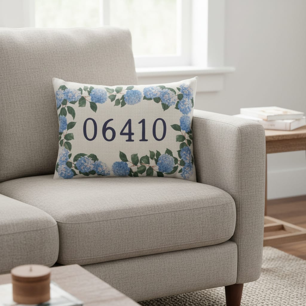 Hydrangea 06410 Zip Code Pillow