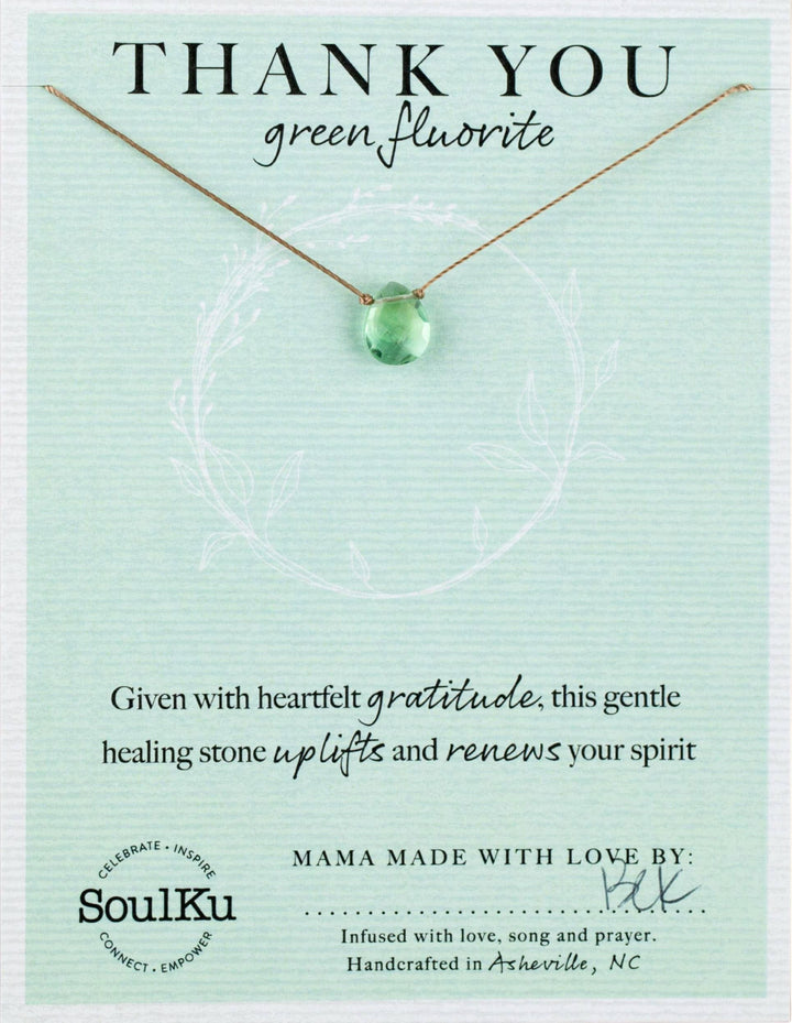 Green Fluorite Gemstone Necklace - Thank You