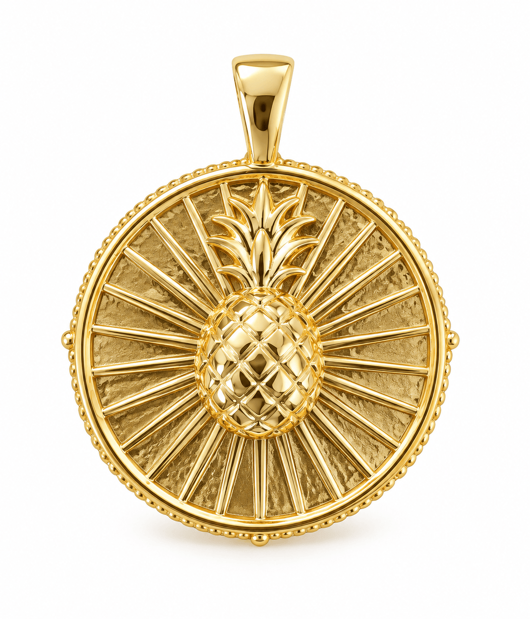 Pineapple Gold Coin Pendant 18kt Gold-Plated Pineapple Statement Pendant | The Red Owl Pendant Bar