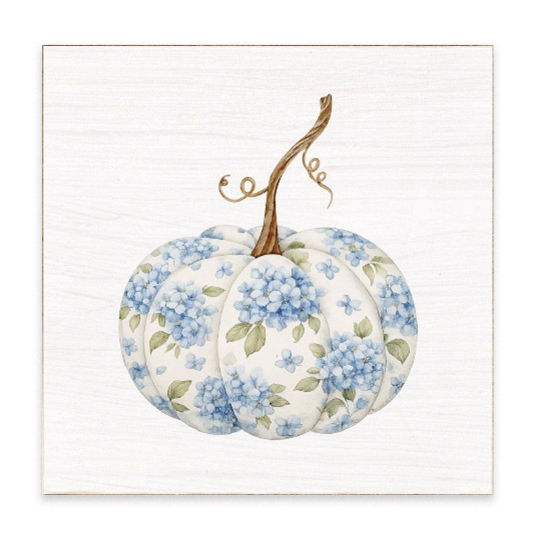 Hydrangea Pumpkin Wood Block Sign