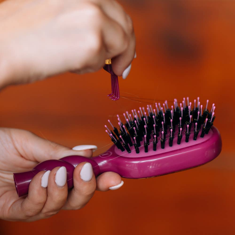 Teleties Mini Boar Bristle Hair Brush - Mulberry