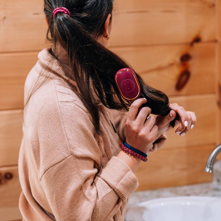 Teleties Mini Boar Bristle Hair Brush - Mulberry