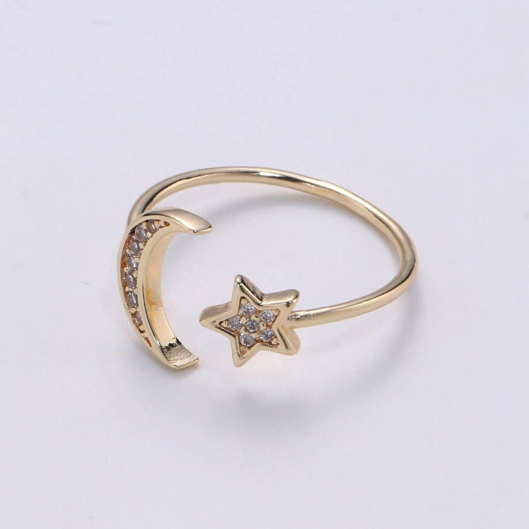 Moon &amp; Star Adjustable Wrap Ring Moon &amp; Star Adjustable Wrap Ring