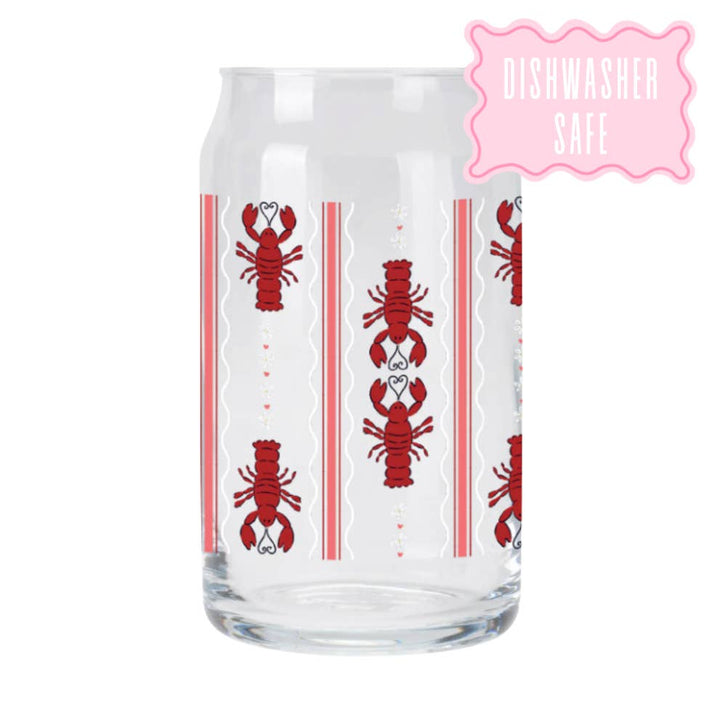 Coastal Lobster Hearts Glass
