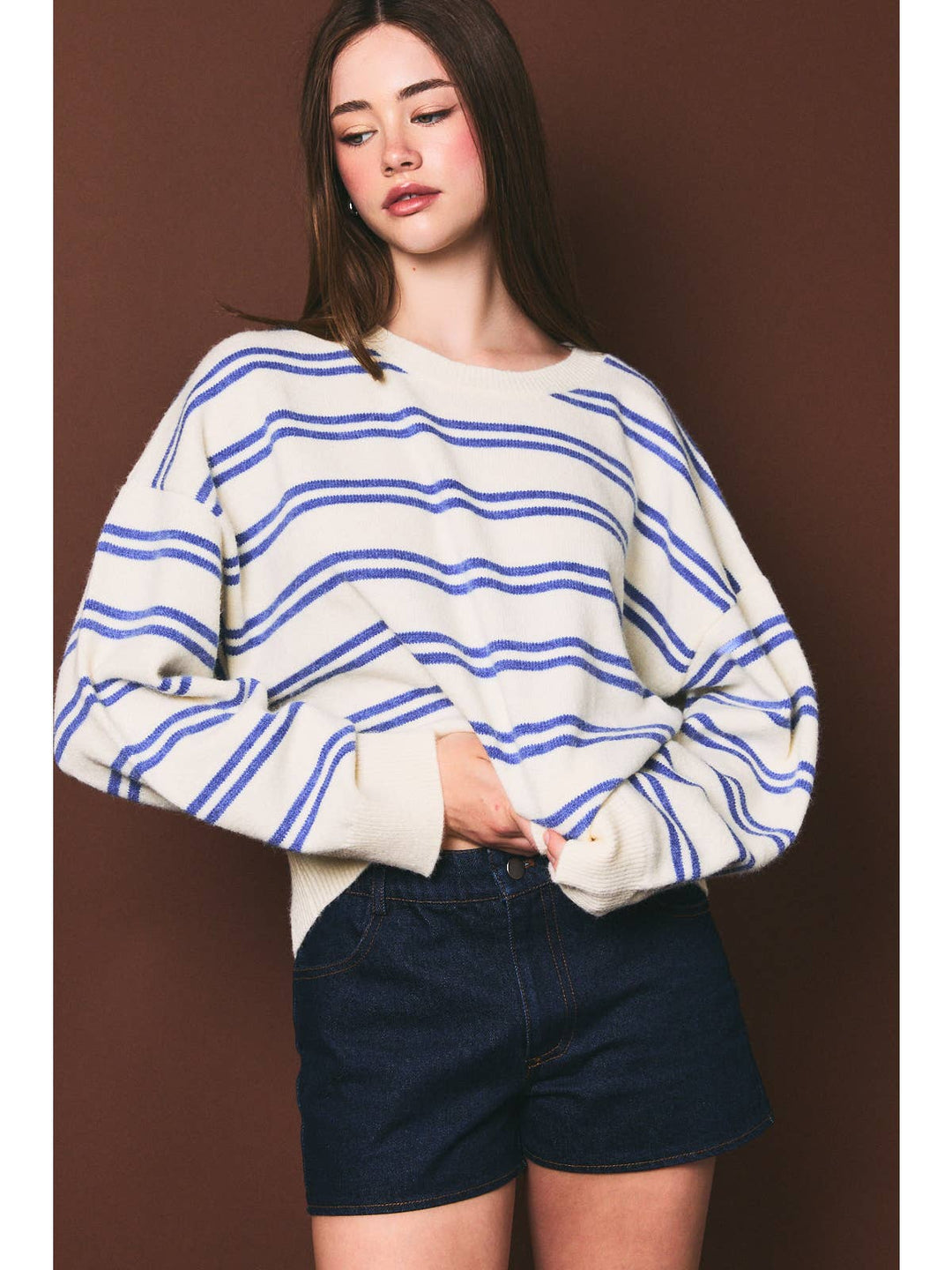 Harbor White &amp; Blue Striped Sweater