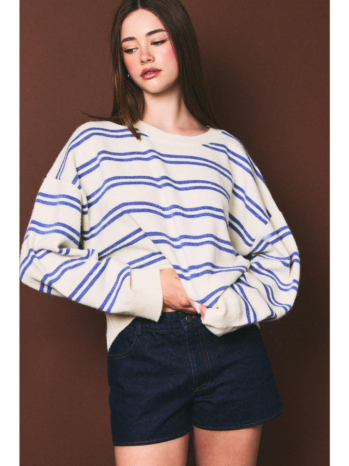 Harbor White &amp; Blue Striped Sweater