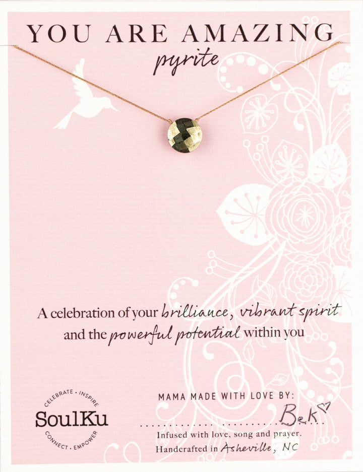 Pyrite Gemstone Necklace - You Are Amazing