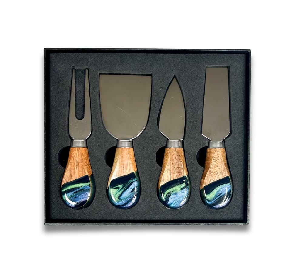 Resin Art Cheese Spreader Set Resin Art Cheese Knife &amp; Spreader Set – 4-Piece Gift Set Northern Lights Home