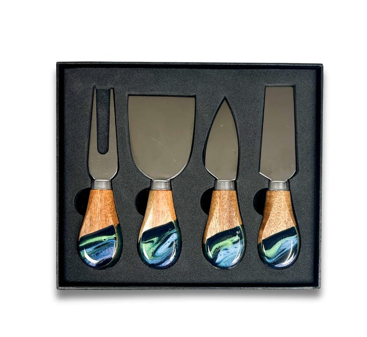 Resin Art Cheese Spreader Set Resin Art Cheese Knife &amp; Spreader Set – 4-Piece Gift Set Northern Lights Home
