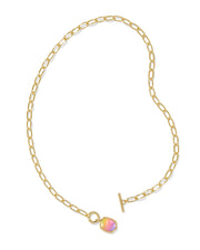Kendra Scott Daphne Gold Link and Chain Necklace in Sunrise Watercolor Illusion