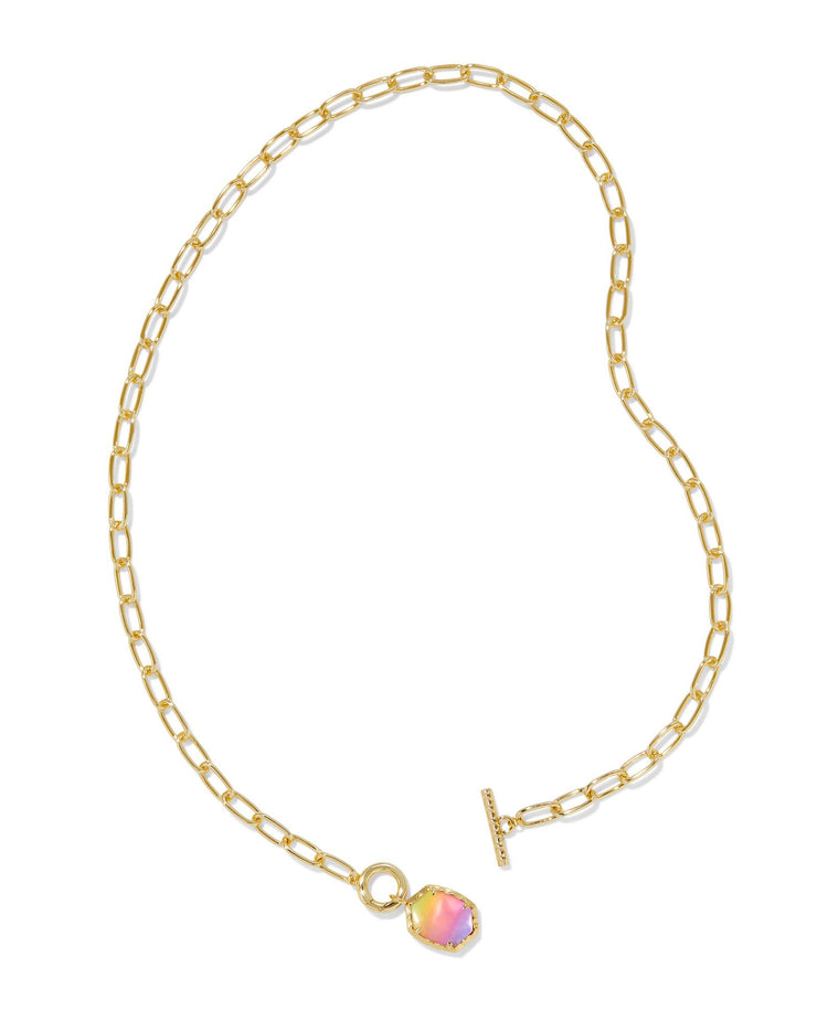 Kendra Scott Daphne Gold Link and Chain Necklace in Sunrise Watercolor Illusion