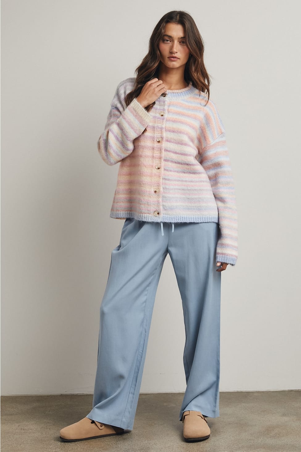 Piper Multicolor Striped Button-Up Cardigan Piper Multicolor Striped Button-Up Cardigan Tops