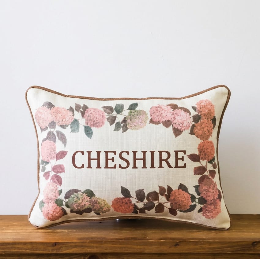 Dried Hydrangea Frame Cheshire Hometown Pillow Cheshire Dried Hydrangea Frame Throw Pillow – 20 × 14
