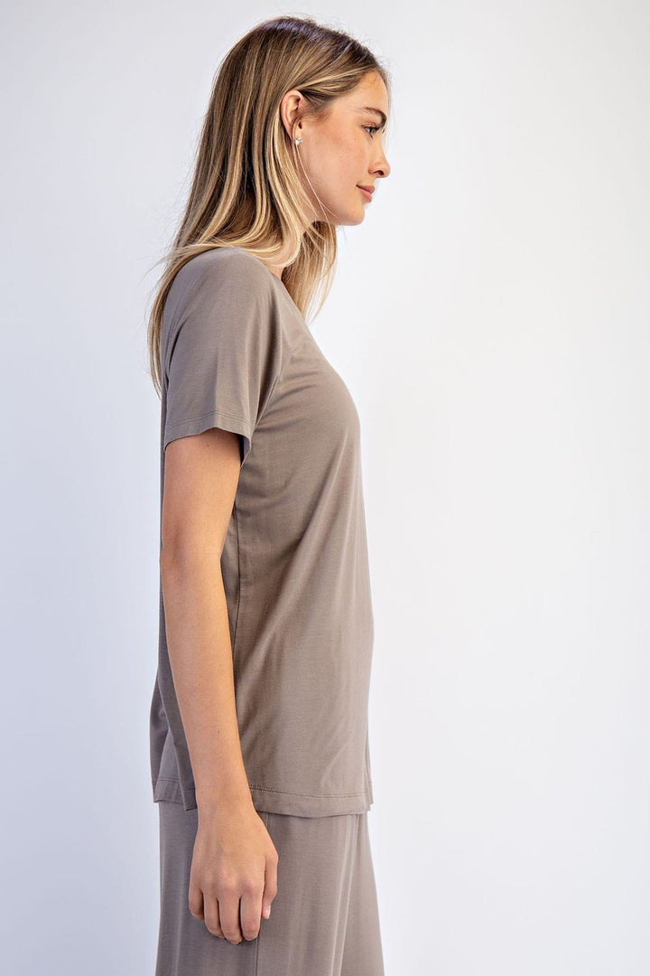Cloud Nine Moss Brown Short Sleeve Top