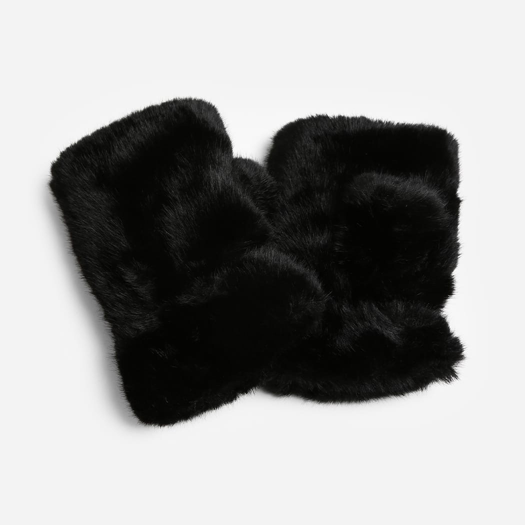 Faux Fur Fingerless Gloves Faux Fur Fingerless Gloves | Cozy Winter Accessories Black Gloves