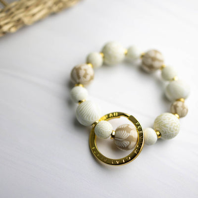 Jilzarah Ivory Palm Small Bead Keychain