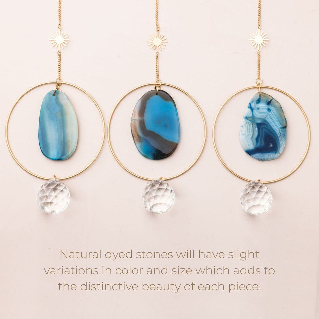 Blue Agate Sun Suncatcher | Crystal Rainbow Maker Window Hanging