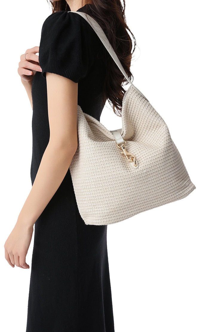 Haute Shore Sandy Beige Raffia Shoulder Bag
