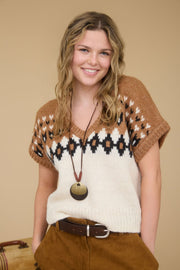 Fair Isle Short Sleeve Sweater