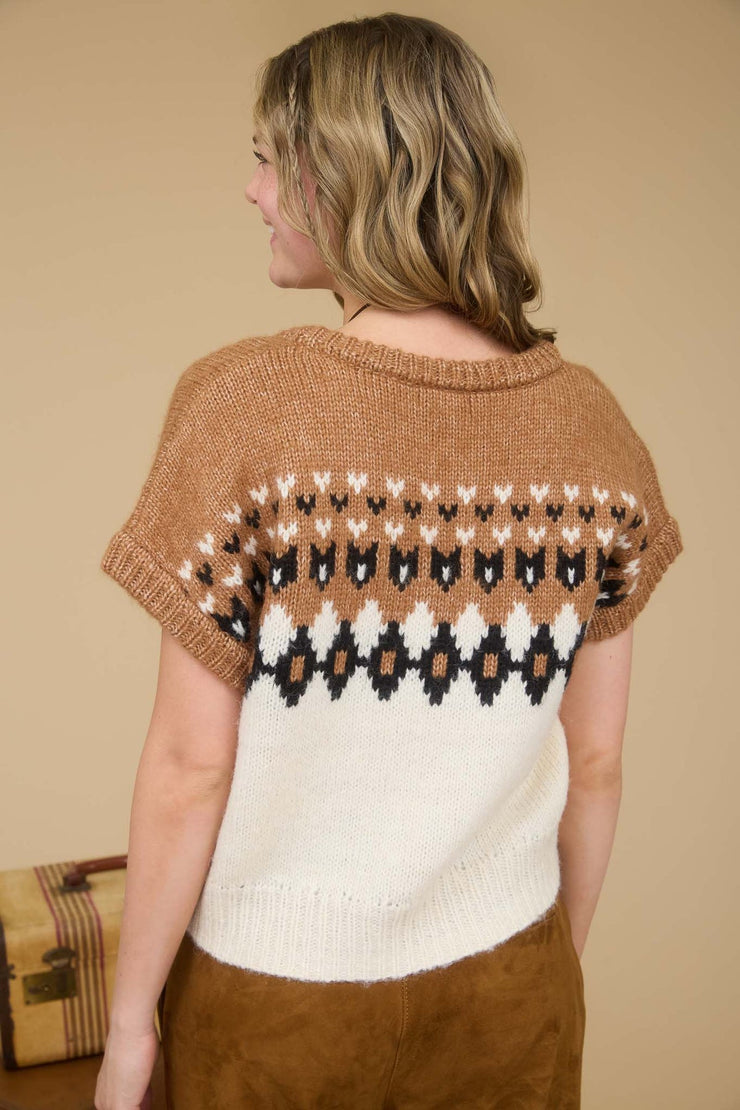 Fair Isle Short Sleeve Sweater