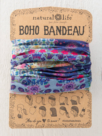 Natural Life Blue Watercolor Boho Bandeau
