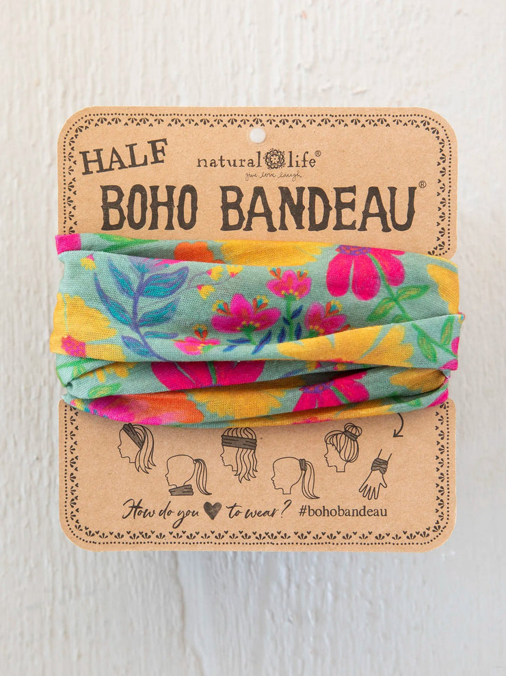 Natural Life Tossed Blue Yellow Floral Half Boho Bandeau