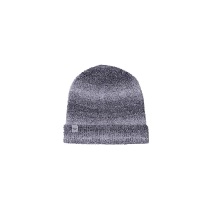 Gray beanie with a subtle pattern on a light gray background