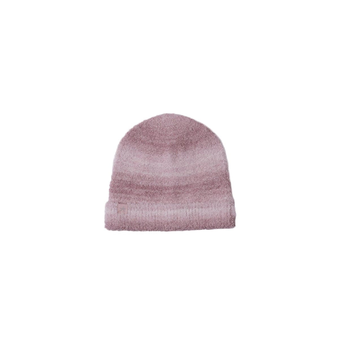 Pink knit beanie on a light gray background