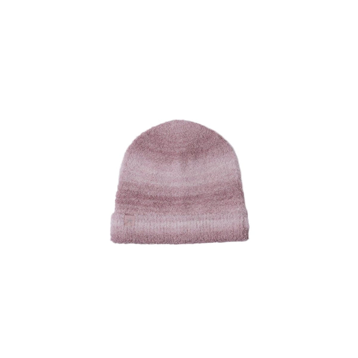 Pink knit beanie on a light gray background