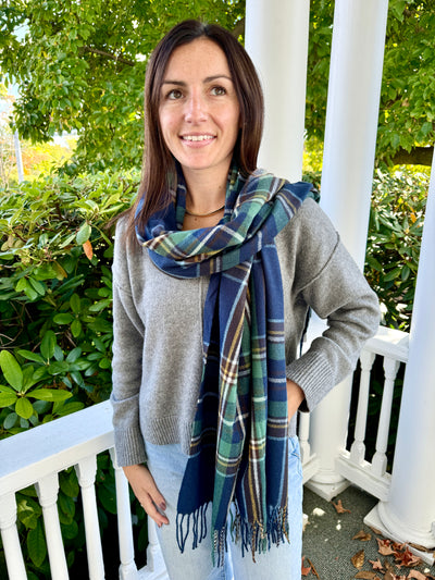 Timeless Navy Tartan Scarf