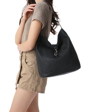 Haute Shore Sandy Black Raffia Shoulder Bag