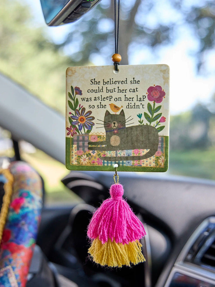 Natural Life Car Air Freshener - Cat Was Asleep On Her Lap Cat Was Asleep On Her Lap Violet Car Air Freshener Home