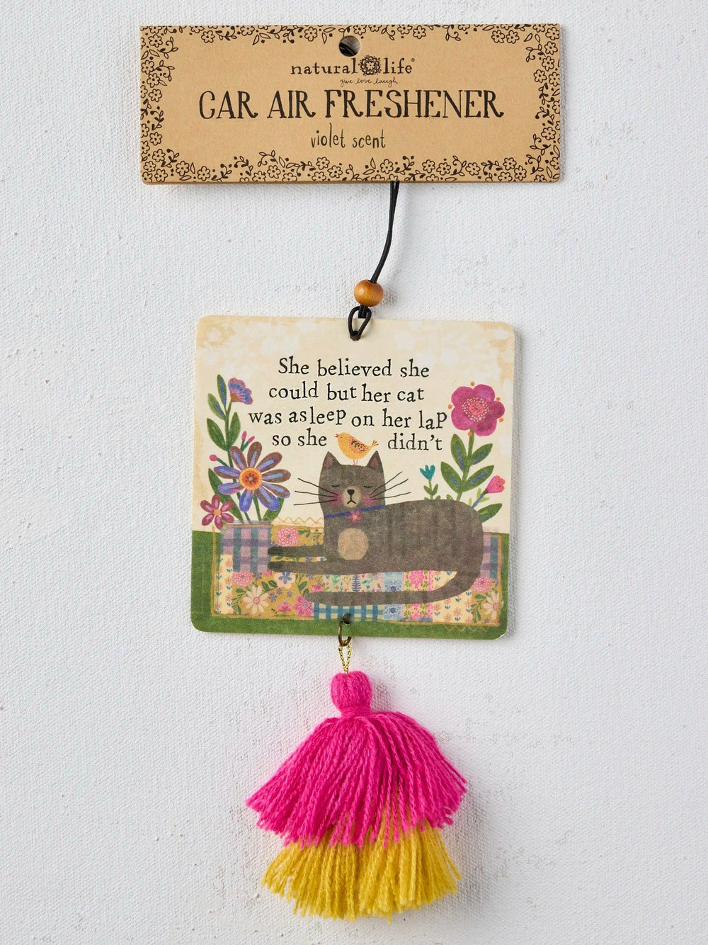 Natural Life Car Air Freshener - Cat Was Asleep On Her Lap Cat Was Asleep On Her Lap Violet Car Air Freshener Home