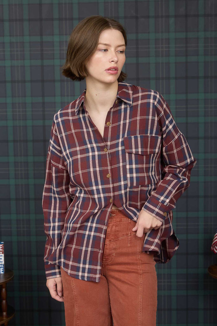 Burgundy Woods Plaid Shirt