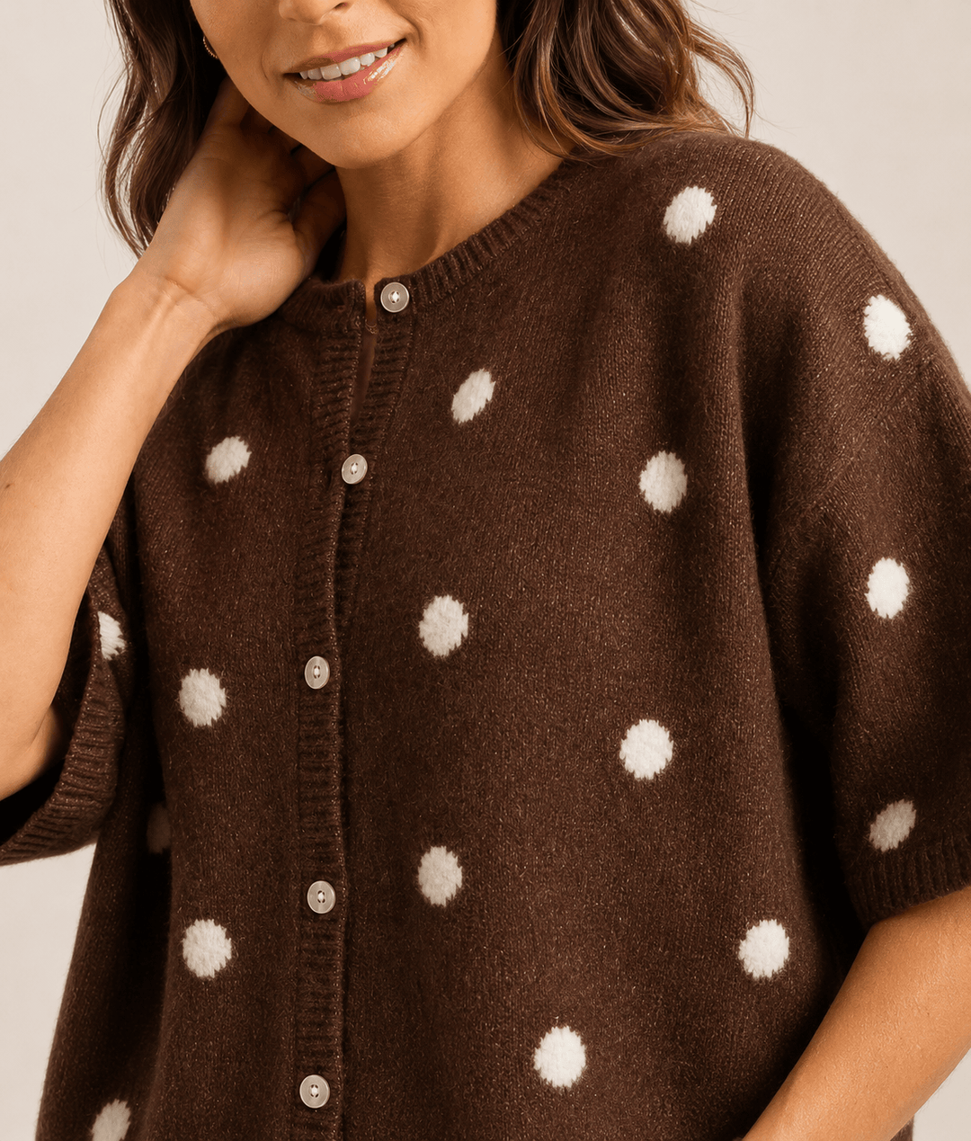 Mocha Moment Polka Dot Cardigan