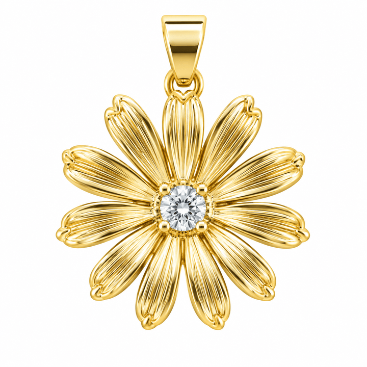 Sunflower Gold Pendant 18kt Gold-Plated Sunflower Statement Pendant | The Red Owl Pendant Bar