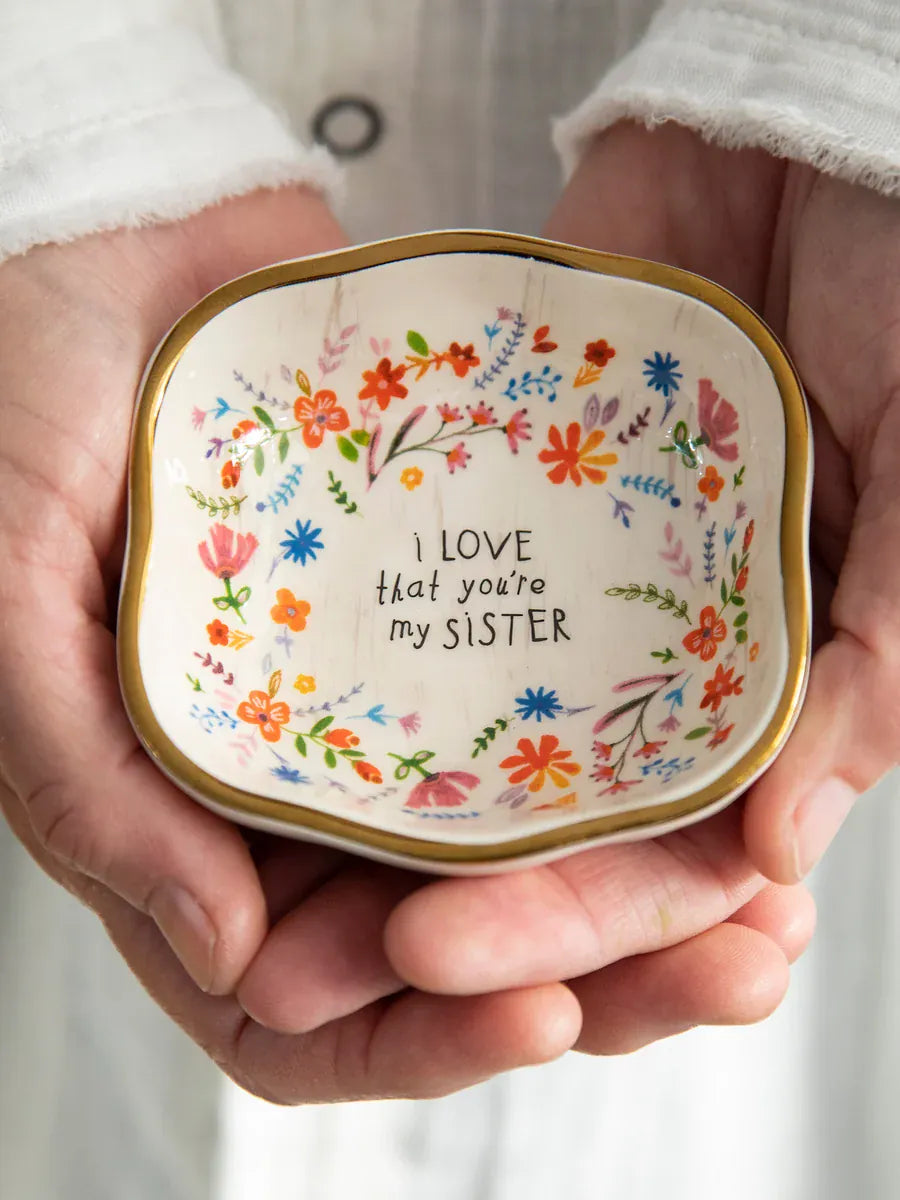 Antiqued Trinket Bowl Sister Sister Floral Ceramic Antiqued Trinket Bowl Home