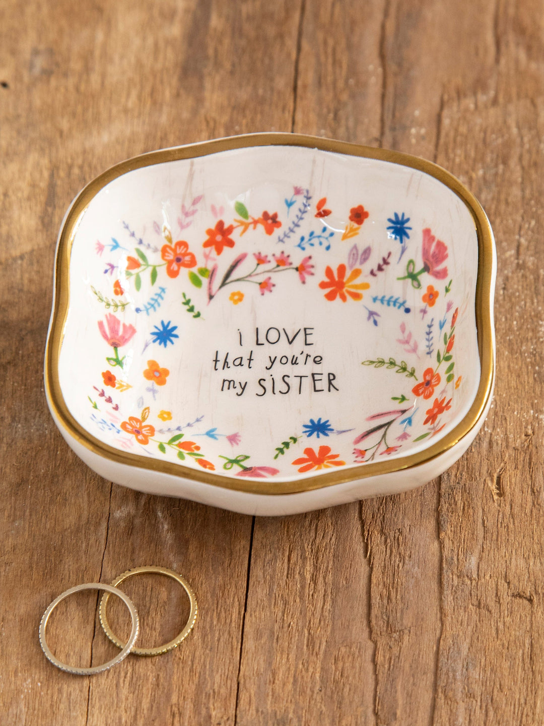 Antiqued Trinket Bowl Sister Sister Floral Ceramic Antiqued Trinket Bowl Home