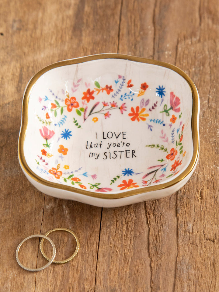Antiqued Trinket Bowl Sister Sister Floral Ceramic Antiqued Trinket Bowl Home