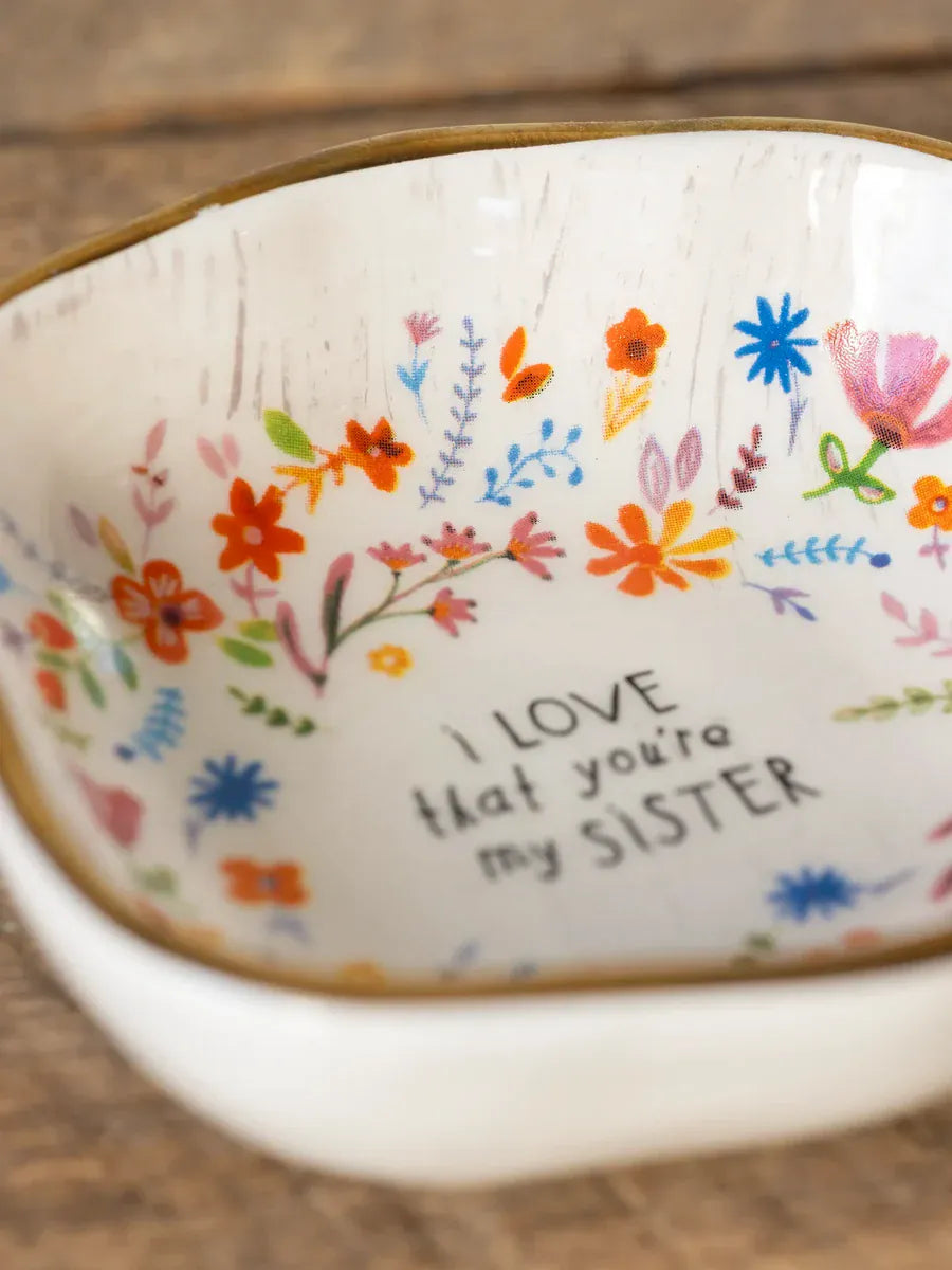 Antiqued Trinket Bowl Sister Sister Floral Ceramic Antiqued Trinket Bowl Home