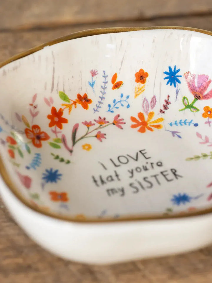 Antiqued Trinket Bowl Sister Sister Floral Ceramic Antiqued Trinket Bowl Home